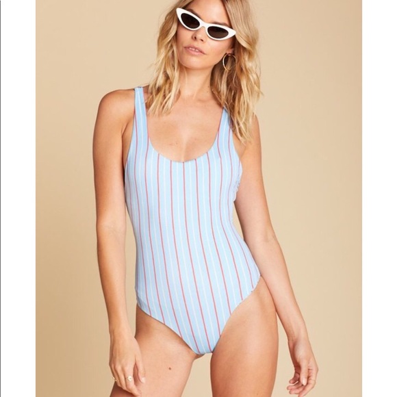 Amuse Society Amalia Blue stripe swimsuit  NWT - Picture 3 of 7